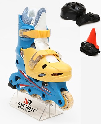 Роликовые коньки JOEREX RO0306 набор (синий/желтый) (14783)