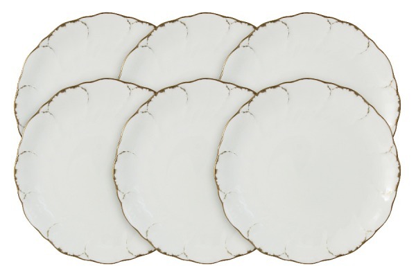 Набор из 6 закусочных тарелок Белый с золотом - N8968-51672GBAL Narumi