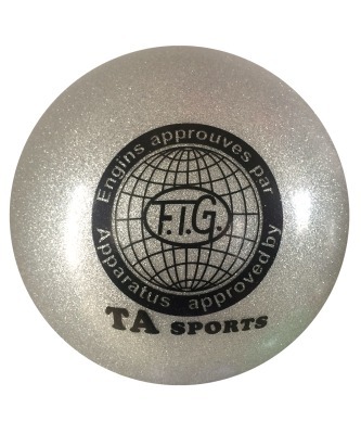 Мяч для художественной гимнастики RGB-102, 15 см, серый, с блестками (271216)