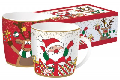 Набор из 2-х кружек Дед Мороз с друзьями в подарочной упаковке - EL-R0213_CRFR Easy Life (R2S)