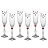 Набор бокалов для шампанского из 6 шт."елочные игрушки" 190 мл. высота=25 см. Bohemia Crystal (674-256)