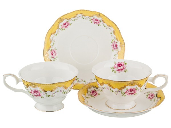 Чайный набор на 2 персоны 4пр 200мл желтый Porcelain Manufacturing (779-074) 
