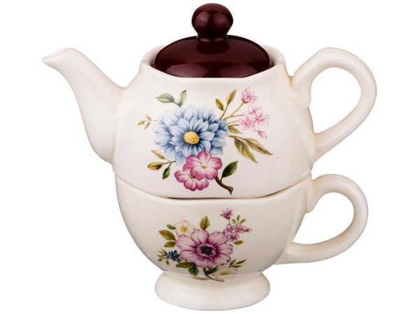 Набор: чайник и чашка серия "villa taranto "георгин" 400 мл. 17*10*17 см. Hebei Grinding (493-645) 