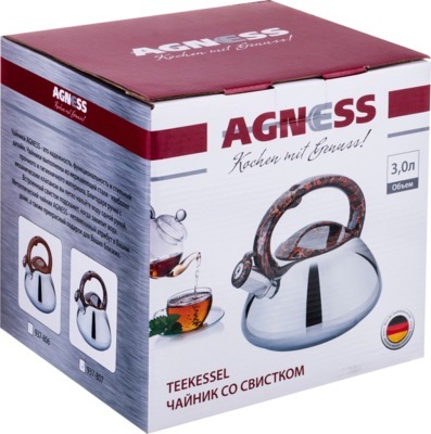 Чайник agness со свистком индукцион. капсульное дно 3,0 л Agness (937-807)