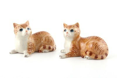 Комплект минискульптур коллекционных из 2 шт "кошка" ручная работа высота=5 см. длина=7 см. Kachen (432-276) 