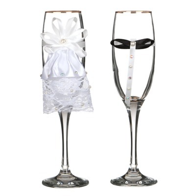 Набор бокалов для шампанского из 2 шт. с золотой каймой 170 мл. (802-510220) 