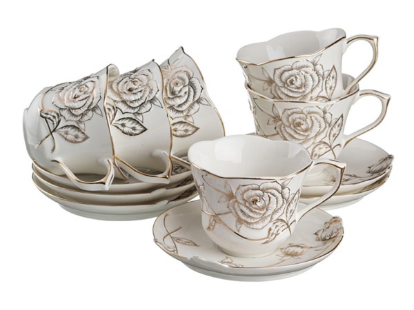 Чайный набор на 6 персон 12 пр. "софия: золотая роза" 200 мл. под.упак. Porcelain Manufacturing (418-037) 