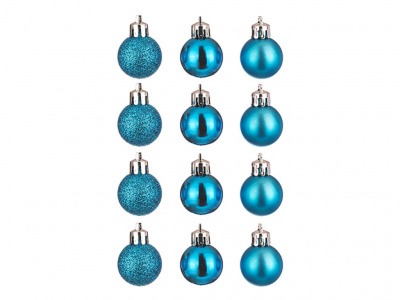 Набор шаров из 12 шт. диаметр=3 см. голубой блест/матовый/глиттер Polite Crafts&gifts (858-004) 