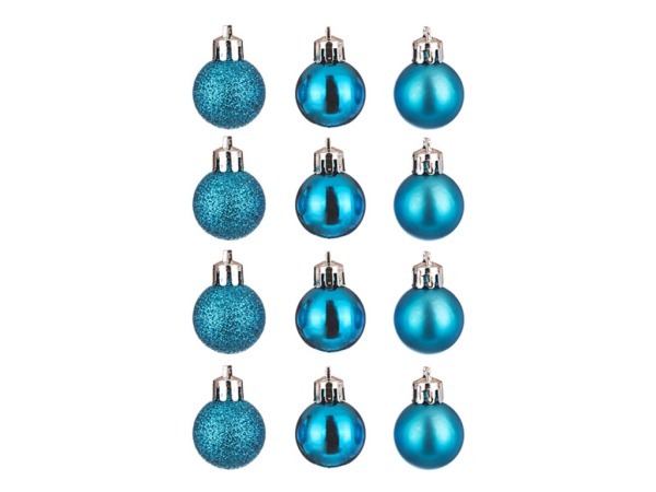Набор шаров из 12 шт. диаметр=3 см. голубой блест/матовый/глиттер Polite Crafts&gifts (858-004) 