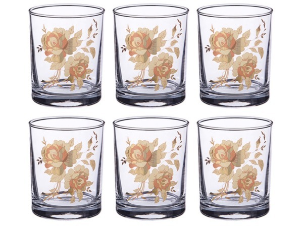 Набор стаканов  "золотая роза" из 6 шт 255мл (кор=12набор.) Алешина Р.р. (484-505)