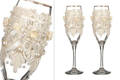 Набор бокалов для шампанского из 2 шт. с золотой каймой 170 мл. (802-510219) 