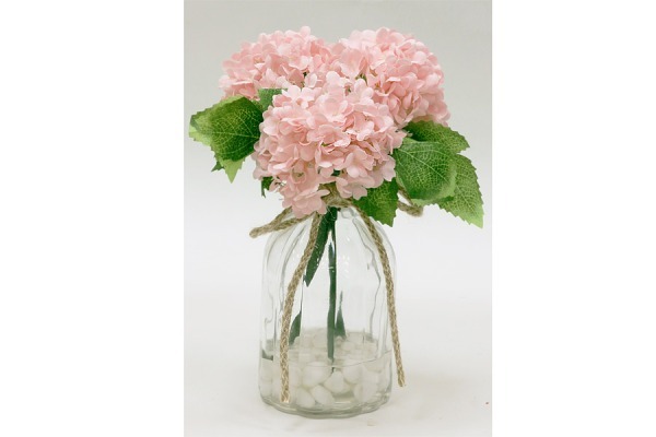 Декор.цветы Гортензии розовые в стекл.вазе - DG-F6847P Dream Garden
