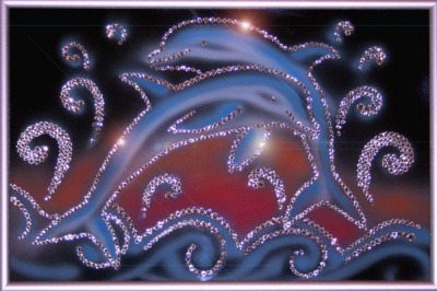 Картина Дельфины с кристаллами Swarovski (1089)
