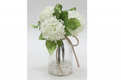 Декор.цветы Гортензии белые в стекл.вазе - DG-F6847W Dream Garden