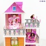 3-этажный кукольный дом (угловой) с 6 комнатами, мебелью, 3 куклами и велосипедом в наборе (PPCD116-07)