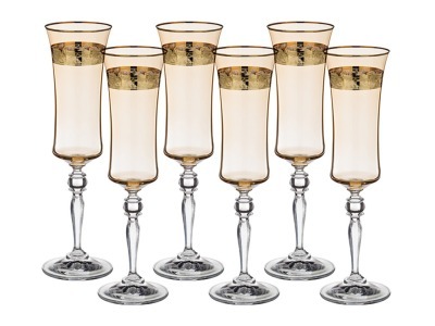 Набор бокалов для шампанского из 6 шт. "грейс" амбер 190 мл.высота=24,5 см. Crystalex Cz (674-309) 