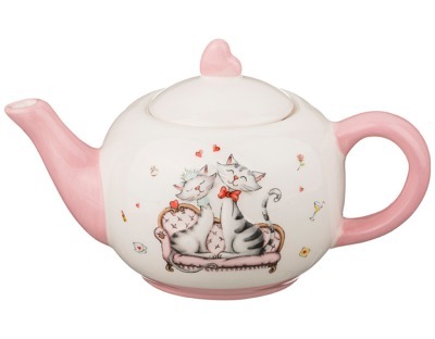 Заварочный чайник розовый  "гламурные кошечки" 600 мл.21,5*13*11,5 см. Hebei Grinding (140-208) 