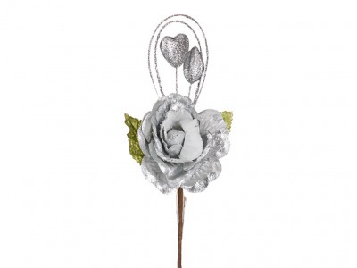 Цветок искусственный "роза" на клипсе длина=20 см. Huajing Plastic (241-1008) 