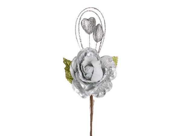 Цветок искусственный "роза" на клипсе длина=20 см. Huajing Plastic (241-1008) 