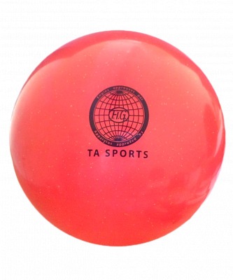 Мяч для художественной гимнастики 20 см, 400 г, коралловый с блестками (241408)