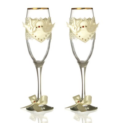 Набор бокалов для шампанского из 2 шт. с золотой каймой 170 мл. (802-510206) 