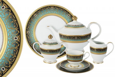 Чайный сервиз 42 предмета на 12 персон Принц (бирюза) - S9843-A4_42-AL Shibata