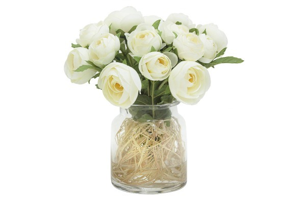 Декоративные цветы Купальницы белые в стекл вазе - DG-JA6035-W Dream Garden