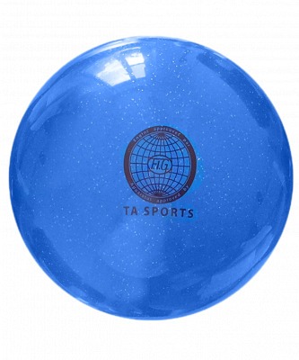 Мяч для художественной гимнастики 20 см, 400 г, синий с блестками (241410)