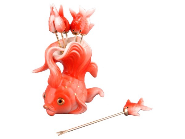 Набор подставка "красная рыбка"+ 6 вилочек Hangzhou Jinding (58-207) 