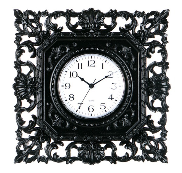Часы настенные черные 37*37 см.циферблат=16 см. Euromarchi S.r.l. (290-153) 