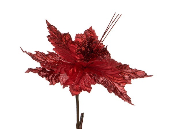 Цветок искусственный "пуансетия" диаметр=27 см. на клипсе. цвет: красный без упаковки Lefard (241-1712)