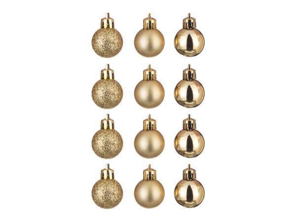 Набор шаров из 12 шт. диаметр=3 см. золото блест/матовый/глиттер Polite Crafts&gifts (858-002) 