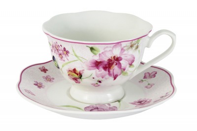 Чашка с блюдцем Розовые цветы - PW-15-412A-AL Primavera