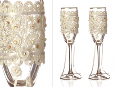 Набор бокалов для шампанского из 2 шт. с золотой каймой 170 мл. (802-510135) 