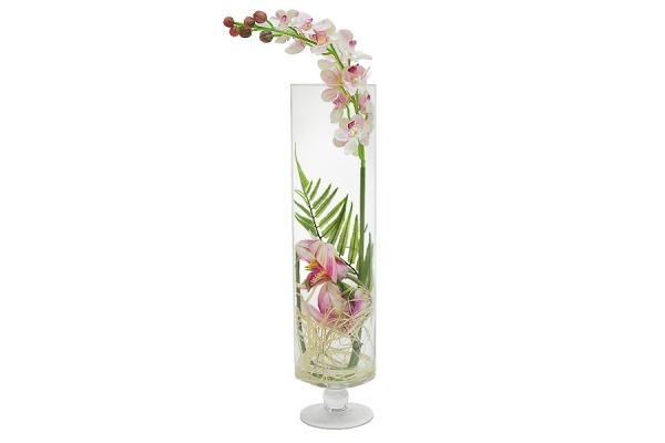 Декоративные цветы Орхидея св. розовая  в стекл.вазе - DG-JA6045 Dream Garden