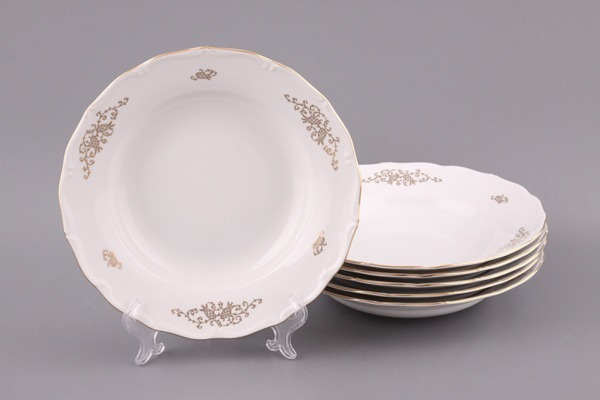 Набор суповых тарелок из 6 шт."вензель" диаметр=24 см. Elisabeth Bohemia Original (662-516)