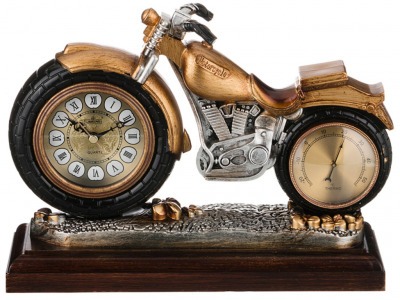 Часы настольные кварцевые с термометром "мотоцикл" 29,5*10*22 см. диаметр циферблата=8 см. Hong Kong (204-151) 