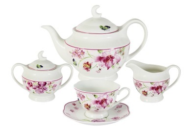 Чайный сервиз из 15 предметов на 6 персон Розовые цветы - PW-15-412D-AL Primavera