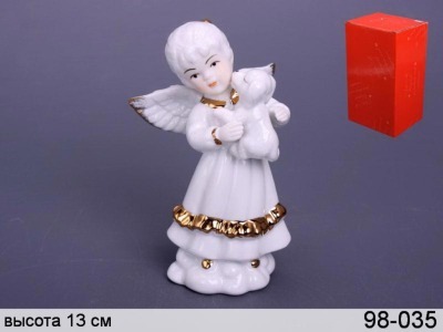 Фигурка "белый ангелочек с собачкой" 7*5 см. высота=13 см. Hangzhou Jinding (98-035) 