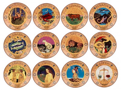 Комплект настенных тарелок "знаки зодиака" из 12 шт.диаметр=20 см.без подставки Hangzhou Jinding (356-144) 