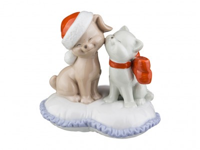 Фигурка "кошка с собакой" высота=10 см. Porcelain Manufacturing (22-1040) 