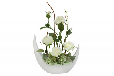 Декоративные цветы Розы белые в керам вазе - DG-JA6086 Dream Garden