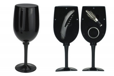 Винный набор 3 пр. Фужер черный глянцевый - WT608011BS-AL Wine Tools