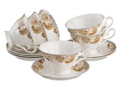 Чайный набор на 6 персон 12 пр."йоркшир". 250 мл. Porcelain Manufacturing (440-142) 