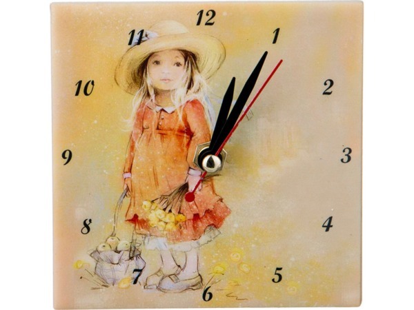 Часы "милые девочки: с букетом" 10*10 см. Ооо "глассмун" (354-1326) 