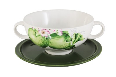 Суповая чашка на блюдце Зеленые яблоки - IMB0304-A2211AL IMARI