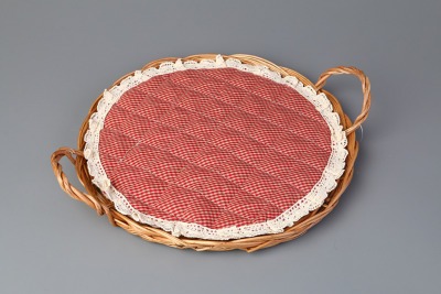 Поднос для хлеба в комплект входит салфетка) диаметр=32 см. Linshu Qianrui (119-214) 