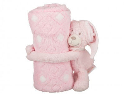 Плед с игрушкой "розовый мишка" 100*75 см., игрушка высота=13 см. Gree Textile (851-003) 