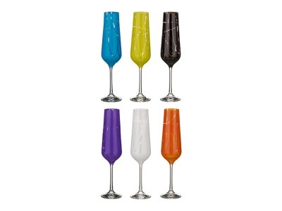 Набор бокалов для шампанского  из 6 шт. "сандра микс" 200 мл..высота=25 см. Crystalex Cz (674-458) 