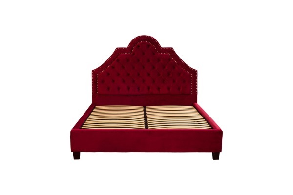 Кровать красный велюр  160х200х130 - TT-00000630